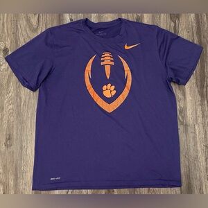 Men’s Nike Dri-Fit Clemson Tigers Football Purple/Orange Performance T-Shirt- XL